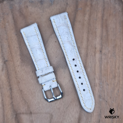 #1204 (Quick Release Spring Bar) 20/16mm Himalayan Crocodile Belly Leather Watch Strap with Cream Stitches