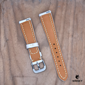 #1204 (Quick Release Spring Bar) 20/16mm Himalayan Crocodile Belly Leather Watch Strap with Cream Stitches