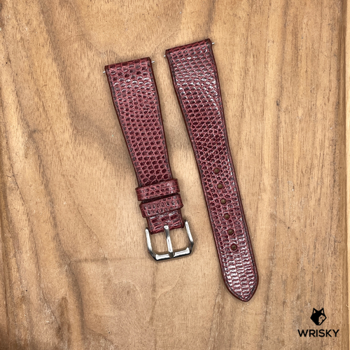 #1144 (Quick Release Springbar) 20/16mm Wine Red Lizard Leather Watch Strap