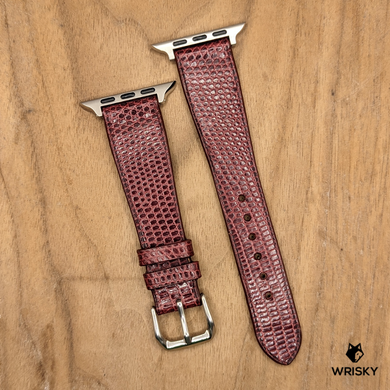 #1200 (Suitable for Apple Watch) Wine Red Lizard Leather Watch Strap
