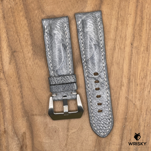 #1125 24/22mm Grey Ostrich Leg Leather Watch Strap with Grey Stitches