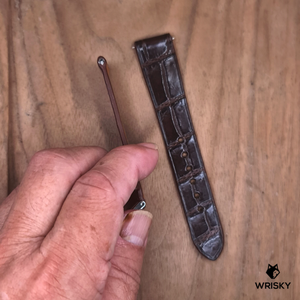 #1181 (Quick Release Spring Bar) 19/16mm Dark Brown Crocodile Belly Leather Watch Strap