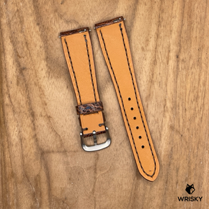 #1252 (Quick Release Springbar) 20/16mm Brown Ostrich Leg Leather Watch Strap with Brown Stitches