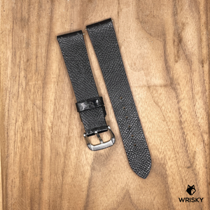 #1091 18/16mm Black Crocodile Belly Leather Watch Strap