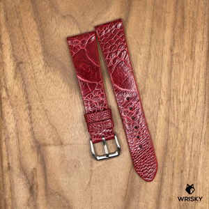 #1098 20/16mm Red Ostrich Leg Leather Watch Strap