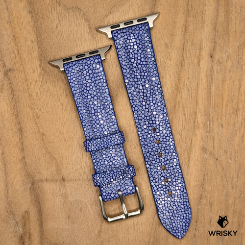 #1201 (Suitable for Apple Watch) Blue Stingray Leather Watch Strap