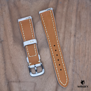 #1203 (Quick Release Springbar) 20/16mm Himalayan Crocodile Belly Leather Watch Strap with Cream Stitches