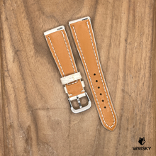 Load image into Gallery viewer, #1143 (Quick Release Springbar) 20/16mm Himalayan Crocodile Belly Leather Watch Strap with Cream Stitches