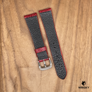 #1098 20/16mm Red Ostrich Leg Leather Watch Strap