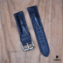 Load image into Gallery viewer, #1218 (Quick Release Springbar) 22/20mm Blue Ostrich Leg Leather Strap with Blue Stitches