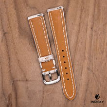 Load image into Gallery viewer, #1202 (Quick Release Springbar) 19/16mm Himalayan Crocodile Belly Leather Watch Strap with Cream Stitches