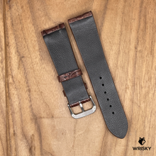 Load image into Gallery viewer, #1100 22/20mm Dark Brown Double Row Hornback Crocodile Leather Watch Strap