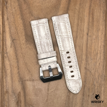 Load image into Gallery viewer, #1148 (Quick Release Springbar) 24/22mm Himalayan Crocodile Belly Leather Watch Strap with Cream Stitches