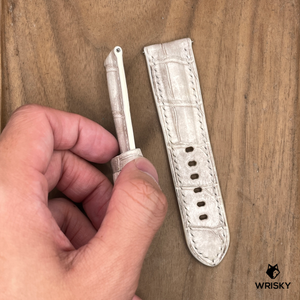 #1148 (Quick Release Springbar) 24/22mm Himalayan Crocodile Belly Leather Watch Strap with Cream Stitches