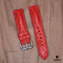 Load image into Gallery viewer, #1219 (Quick Release Springbar) 22/20mm Red Crocodile Belly Leather Watch Strap with Red Stitches