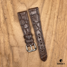 Load image into Gallery viewer, #1256 (Quick Release Springbar) 20/16mm Brown Crocodile Belly Leather Watch Strap with Brown Stitches