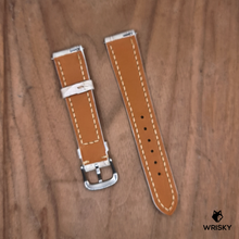Load image into Gallery viewer, #1185 (Quick Release Springbar) 19/16mm Himalayan Crocodile Belly Leather Watch Strap with Cream Stitches