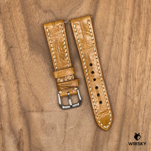 Load image into Gallery viewer, #1105 (Quick Release Springbar) 19/16mm Cognac Brown Crocodile Belly Leather Watch Strap with Cream Stitches