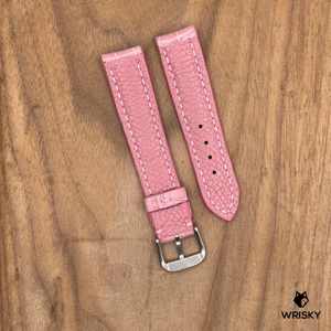 #1106 17/16mm Pink Crocodile Belly Leather Watch Strap with Pink Stitches