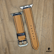 Load image into Gallery viewer, #1224 (Suitable for Apple Watch) Blue Ostrich Leg Leather Strap with Blue Stitches