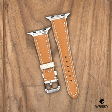 Load image into Gallery viewer, #1154 (Suitable for Apple Watch) Himalayan Crocodile Belly Leather Watch Strap with Cream Stitches