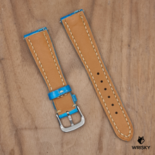 Load image into Gallery viewer, #1214 (Quick Release Springbar) 20/16mm Turquoise Crocodile Belly Leather Watch Strap with Cream Stitches