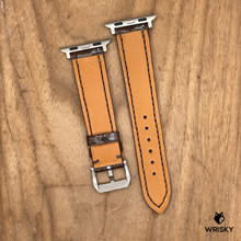 Load image into Gallery viewer, #1258 (Suitable for Apple Watch) Brown Crocodile Belly Leather Watch Strap with Brown Stitches
