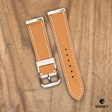 Load image into Gallery viewer, #1137 (Quick Release Springbar) 22/20mm Himalayan Crocodile Belly Leather Watch Strap with Cream Stitches