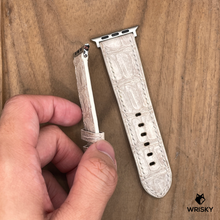 Load image into Gallery viewer, #1155 (Suitable for Apple Watch) Himalayan Crocodile Belly Leather Watch Strap with Cream Stitches