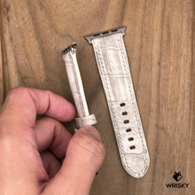 Load image into Gallery viewer, #1156 (Suitable for Apple Watch) Himalayan Crocodile Belly Leather Watch Strap with Cream Stitches