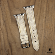 Load image into Gallery viewer, #1227 (Suitable for Apple Watch) Himalayan Crocodile Belly Leather Watch Strap with Cream Stitches