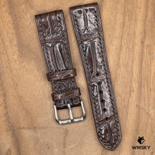 Load image into Gallery viewer, #1121 21/18mm Dark Brown Crocodile Belly Leather Watch Strap with Brown Stitches
