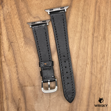 Load image into Gallery viewer, #1078 (Suitable for Apple Watch) Black Crocodile Belly Leather Watch Strap with Black Stitches