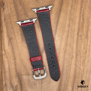 #1113 (Suitable for Apple Watch) Red Ostrich Leg Leather Watch Strap