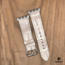 Load image into Gallery viewer, #1162 (Suitable for Apple Watch) Himalayan Crocodile Belly Leather Watch Strap with Cream Stitches