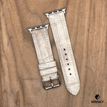 Load image into Gallery viewer, #1164 (Suitable for Apple Watch) Himalayan Crocodile Belly Leather Watch Strap with Cream Stitches