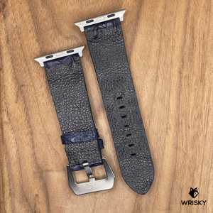 #1083 (Suitable for Apple Watch) Dark Blue Double Row Hornback Crocodile Leather Watch Strap