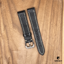 Load image into Gallery viewer, #1096 18/16mm Black Crocodile Belly Leather Watch Strap with Cream Stitches