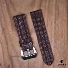 Load image into Gallery viewer, #1197 24/22mm Dark Brown Double Row Hornback Crocodile Leather Watch Strap