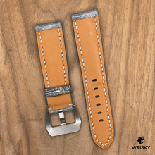 Load image into Gallery viewer, #1125 24/22mm Grey Ostrich Leg Leather Watch Strap with Grey Stitches