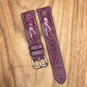 #935 20/18mm Mulberry Purple Ostrich Leg Leather Watch Strap with Purple Stitches