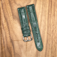 Load image into Gallery viewer, #934 20/18mm Green Crocodile Belly Leather Watch Strap with Green Stitches