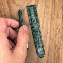 Load image into Gallery viewer, #934 20/18mm Green Crocodile Belly Leather Watch Strap with Green Stitches