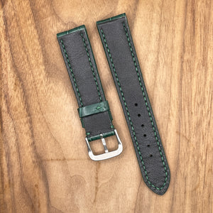 #934 20/18mm Green Crocodile Belly Leather Watch Strap with Green Stitches