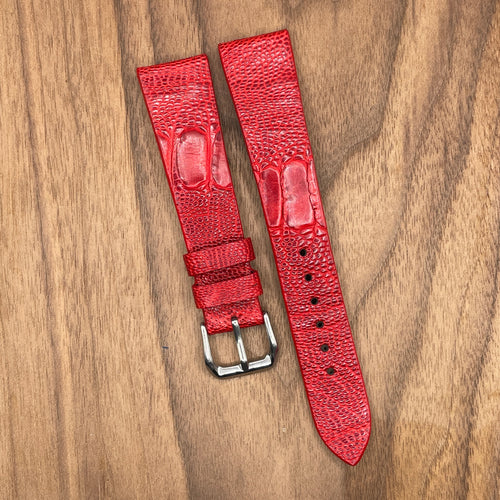 #946 20/16mm Blood Red Ostrich Leg Leather Watch Strap