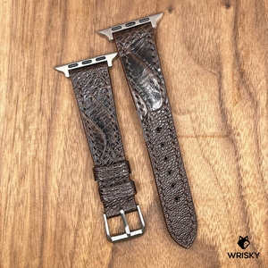 #847 (Suitable for Apple Watch) Dark Brown Ostrich Leg Leather Watch Strap with Brown Stitches