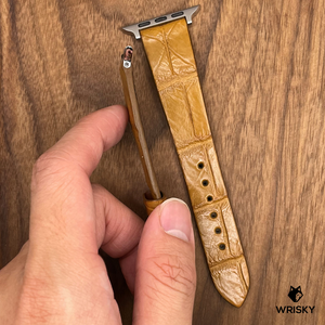 #682 (Suitable for Apple Watch) Caramel Brown Crocodile Leather Watch Strap