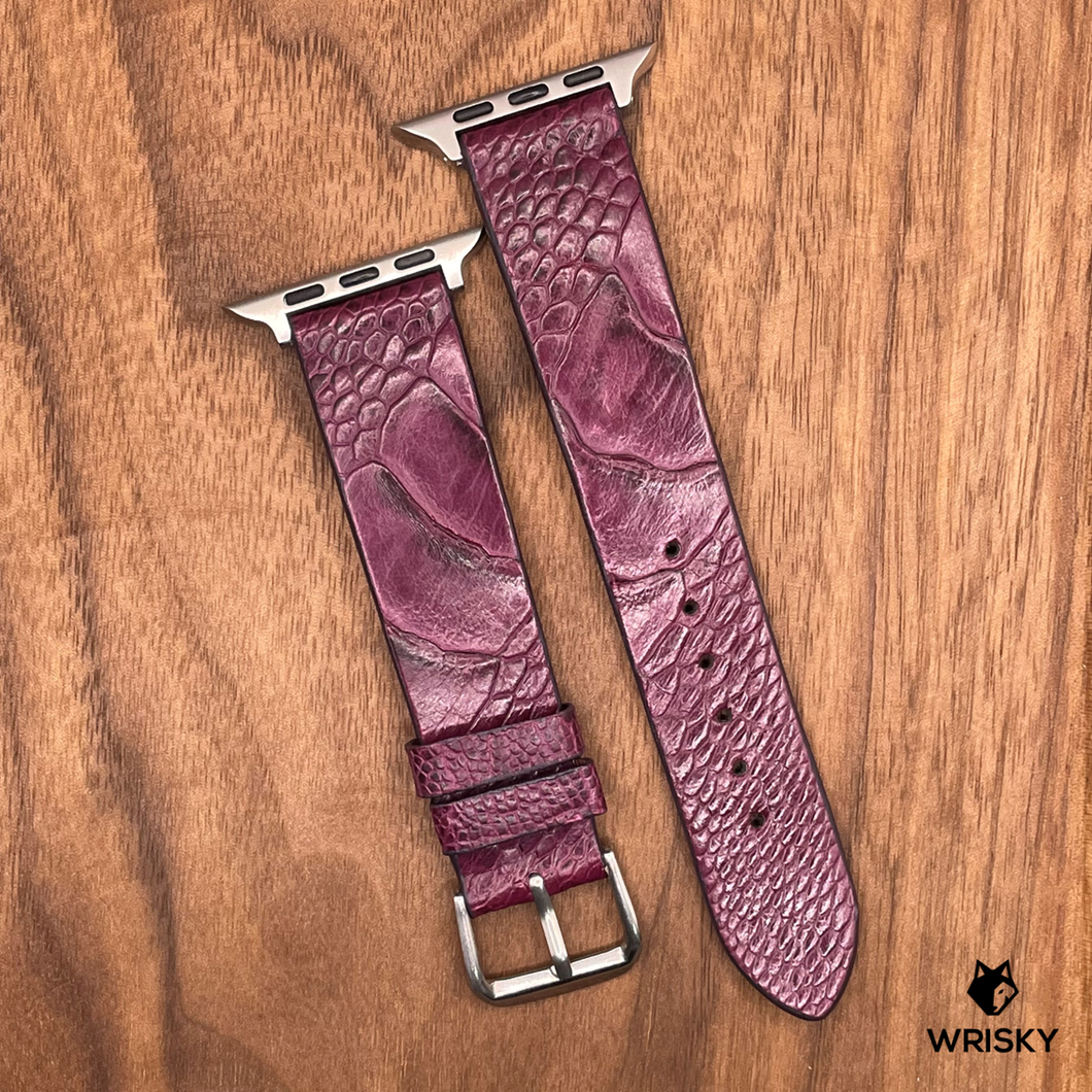 #683 (Suitable for Apple Watch) Mulberry Purple Ostrich Leg Leather Watch Strap