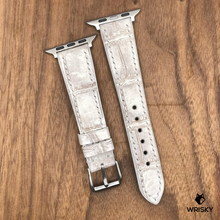 Load image into Gallery viewer, #848 (Suitable for Apple Watch) Himalayan Crocodile Belly Leather Watch Strap with Cream Stitches