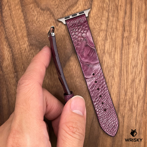 #683 (Suitable for Apple Watch) Mulberry Purple Ostrich Leg Leather Watch Strap